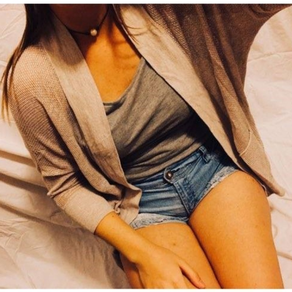 Tan Loose Knit Open Cardigan